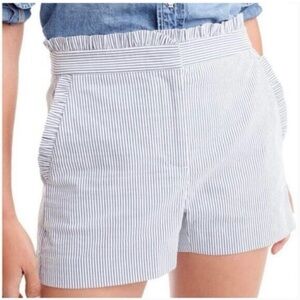 J. Crew Seersucker Shorts Ruffles Size 6 Blue/White